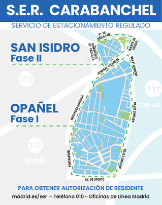 Plano de la zona SER en los barrios de Opañel y San Isidro / AYTO MADRID