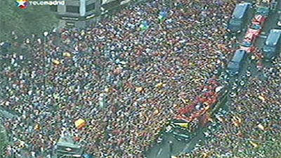 La recepción a la selección, la concentración más numerosa jamás registrada en Madrid