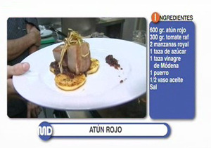 Atún rojo con manzana caramelizada