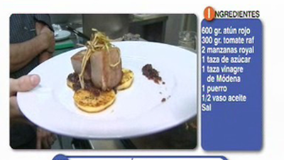 Receta de atún rojo con manzana caramelizada