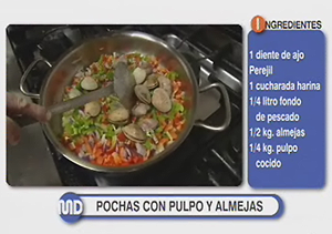 Receta de pochas con pulpo y almejas