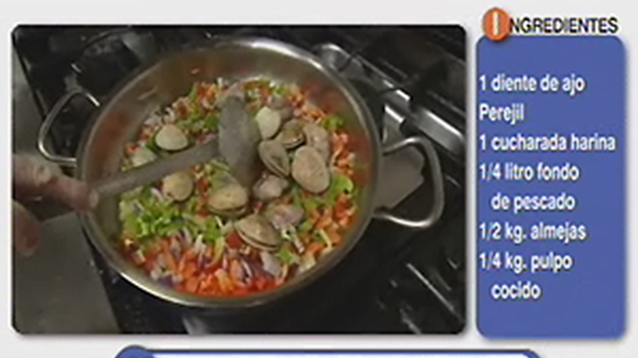 Receta de pochas con pulpo y almejas