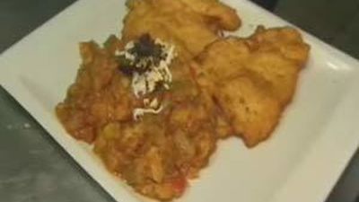 Receta del pisto con mero empanado