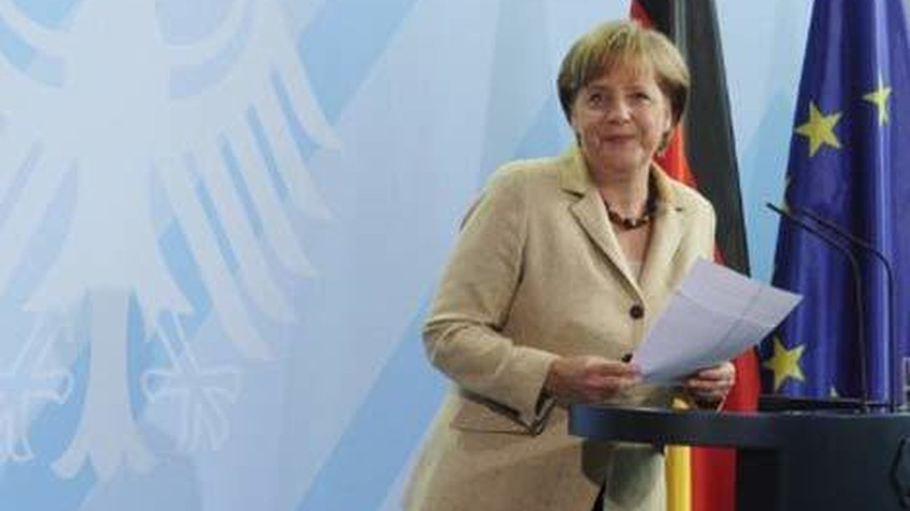 Angela Merkel durante una rueda de prensa en la Cancillería alemana