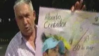 Pinto espera eufórica a Alberto Contador