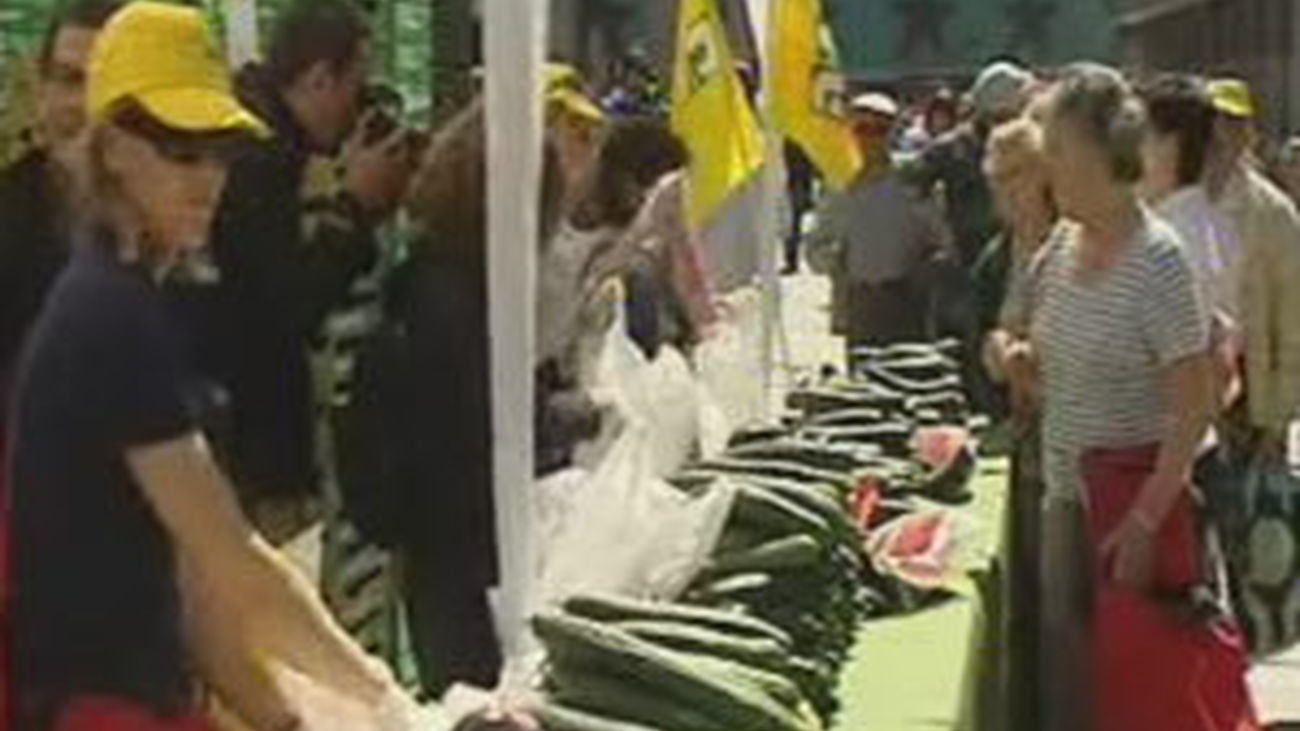 Reparten 30.000 kilos de hortalizas en Madrid por el impacto de la crisis del pepino