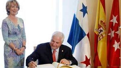 Aguirre recibe al presidente de Panamá en la sede del Gobierno de Madrid