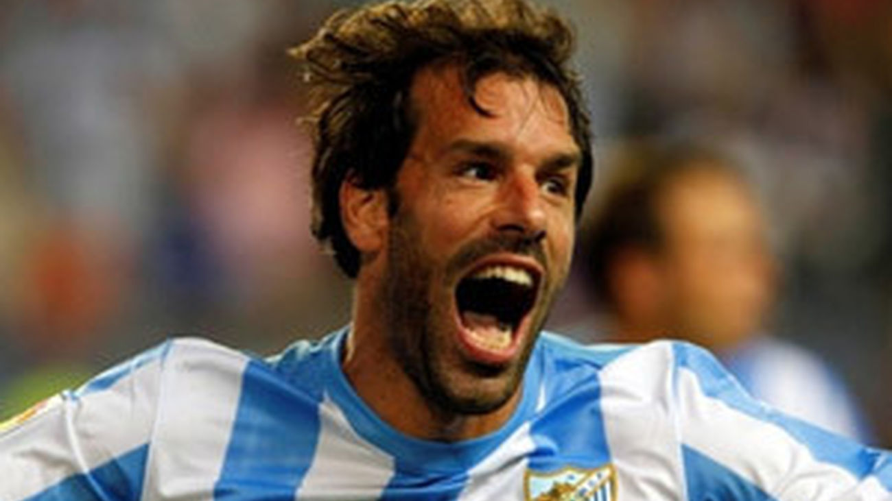 Ruud Van Nistelrooy, con la camiseta del Málaga
