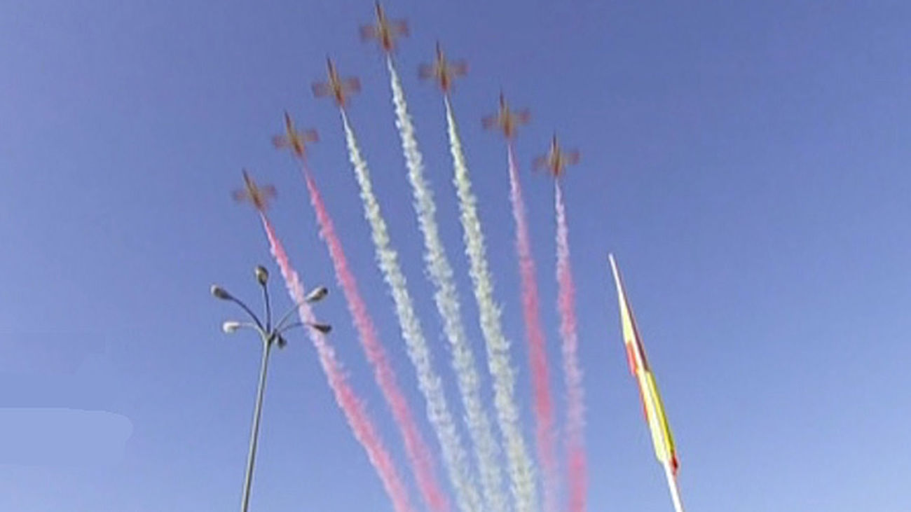 Aviones  de la patrulla Águila sobre Madrid en el 12 de octubre de 2018