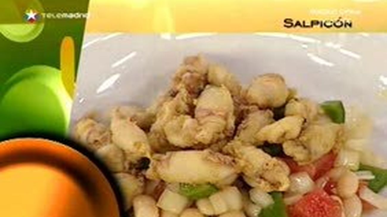 Salpicón tibio de pochas con puntillas