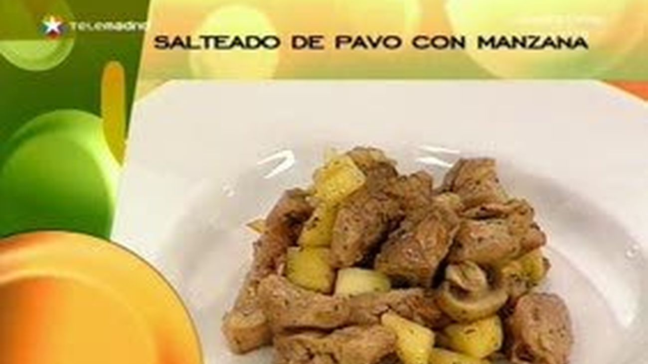 Salteado de pavo con manzana