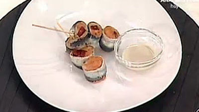 Brocheta de sardina y pantumaca