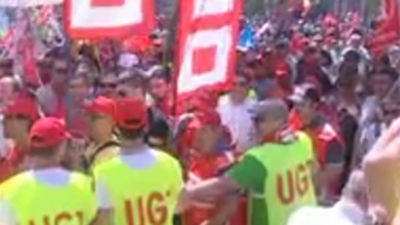 Dos detenidos y una decena de heridos en la manifestación de mineros en Madrid
