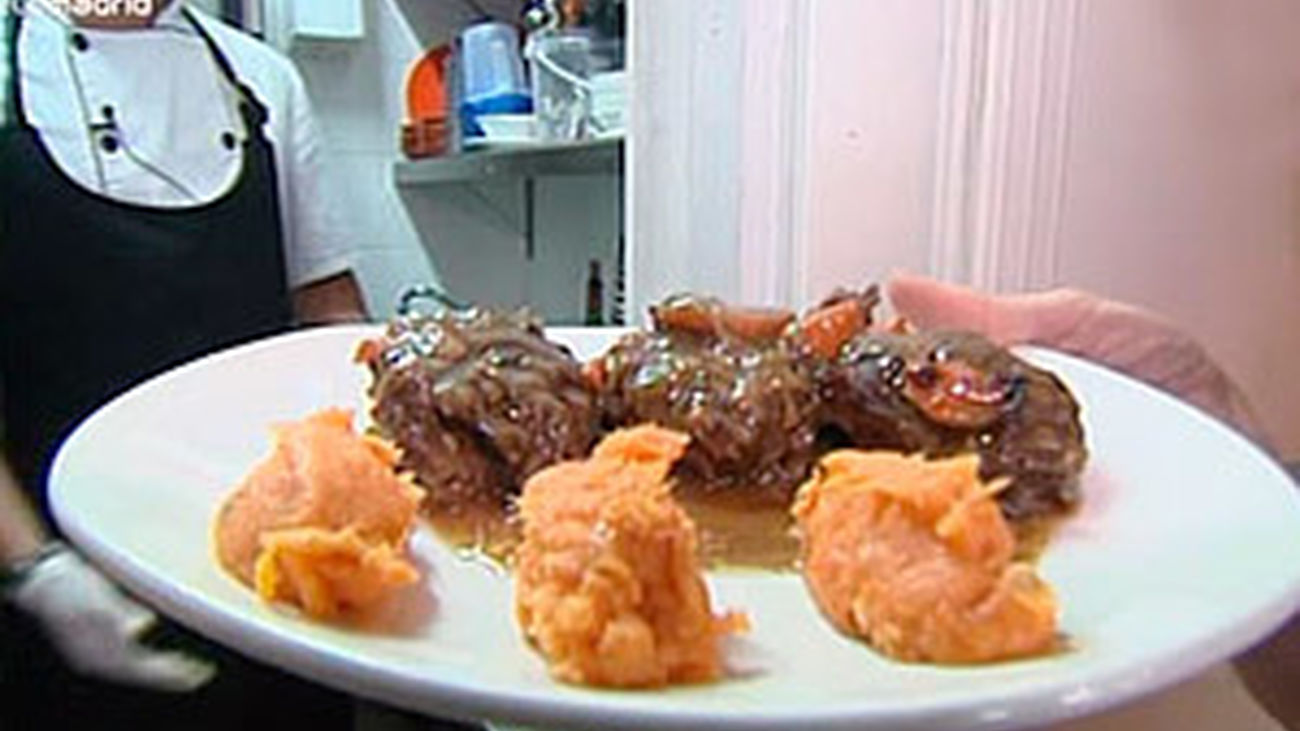 Carrillera de ibérico con puré de batata