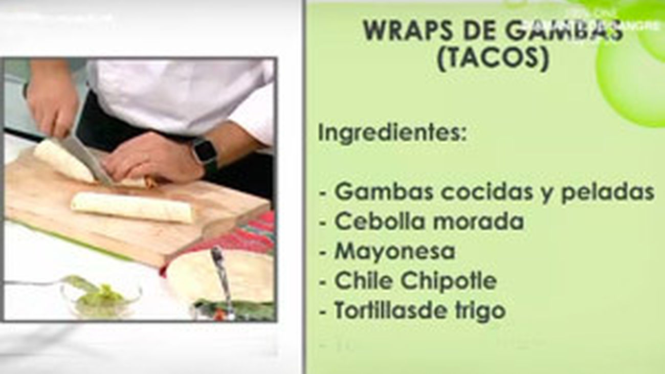 Wraps de gambas en un bistró