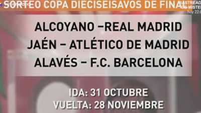 Alcoyano-Real Madrid y Jaen-Atlético, en dieciseisavos de Copa del Rey