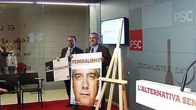 El PSC resume en su lema de campaña  su principal apuesta: 'Pere Navarro. Federalismo'