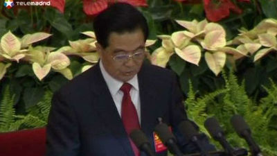 El presidente Hu y el primer ministro Wen salen del nuevo Comité Central del Partido Comunista Chino