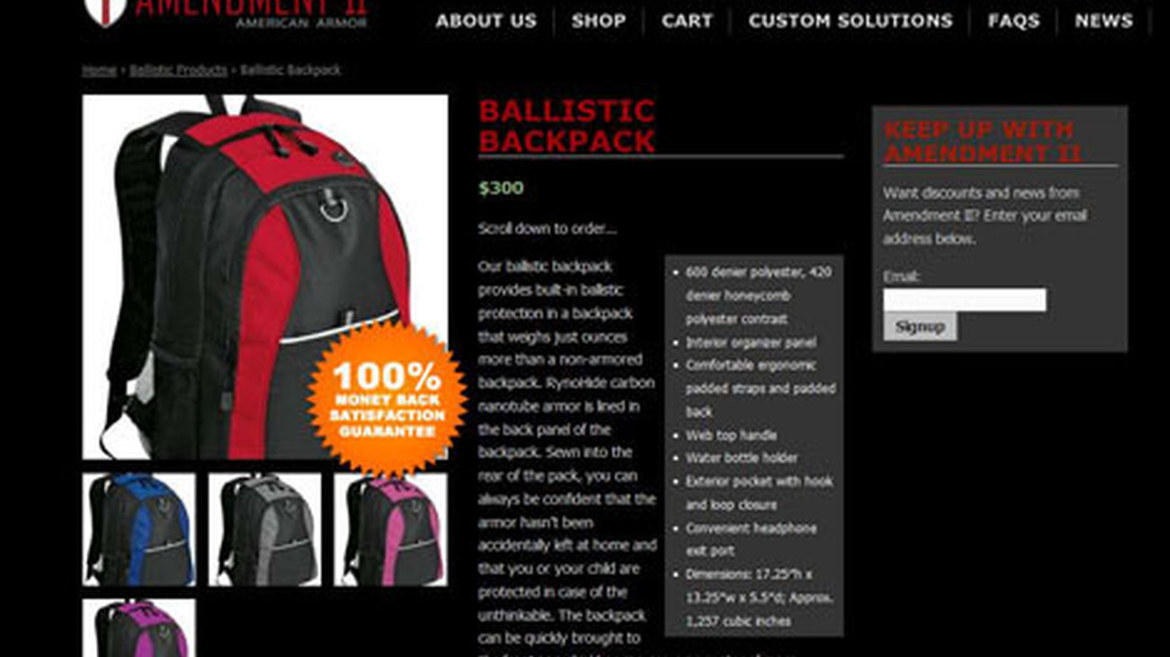 Aumentan ventas de mochilas antibalas para niños tras masacre de Newtown