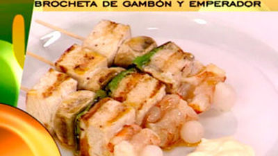 Receta: Brocheta de emperador y gambón