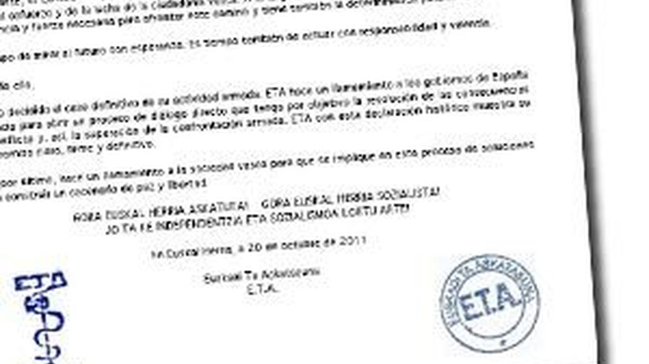 Uno de los últimos comunicados de ETA