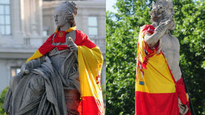 Cibeles y Neptuno se visten de gala para recibir a su ganador