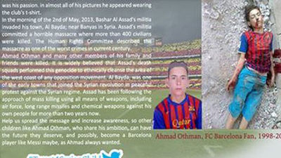 El "niño del Barça", símbolo de campaña contra la muerte de menores en Siria