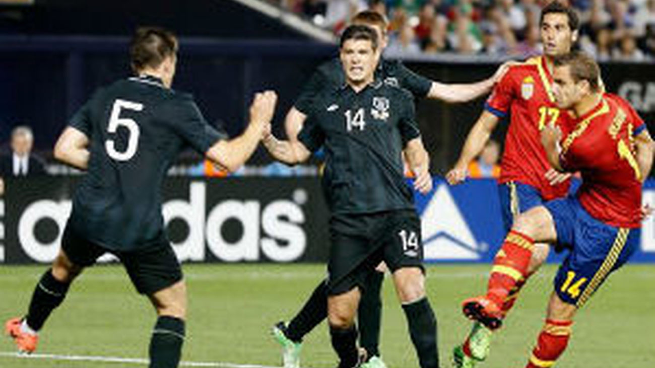 Soldado, con la selección española
