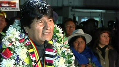 Evo Morales llegó a Bolivia