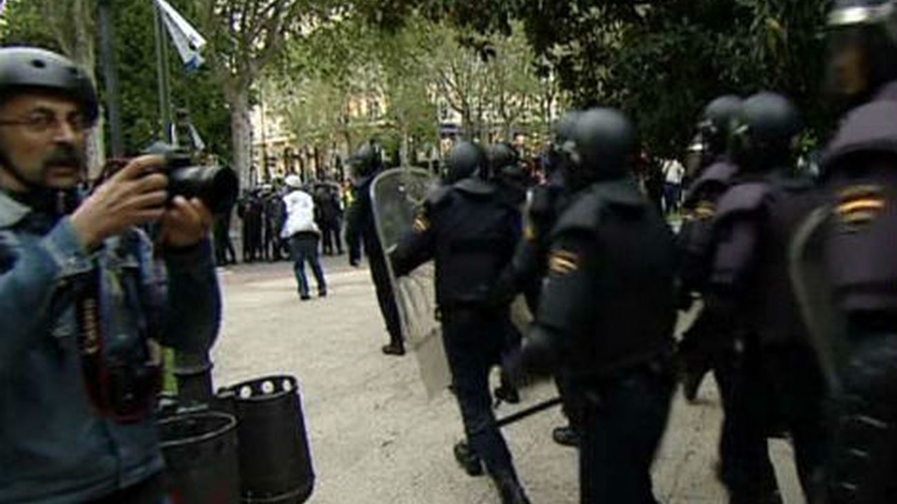 Actuación policial ante una manifestación en Madrid