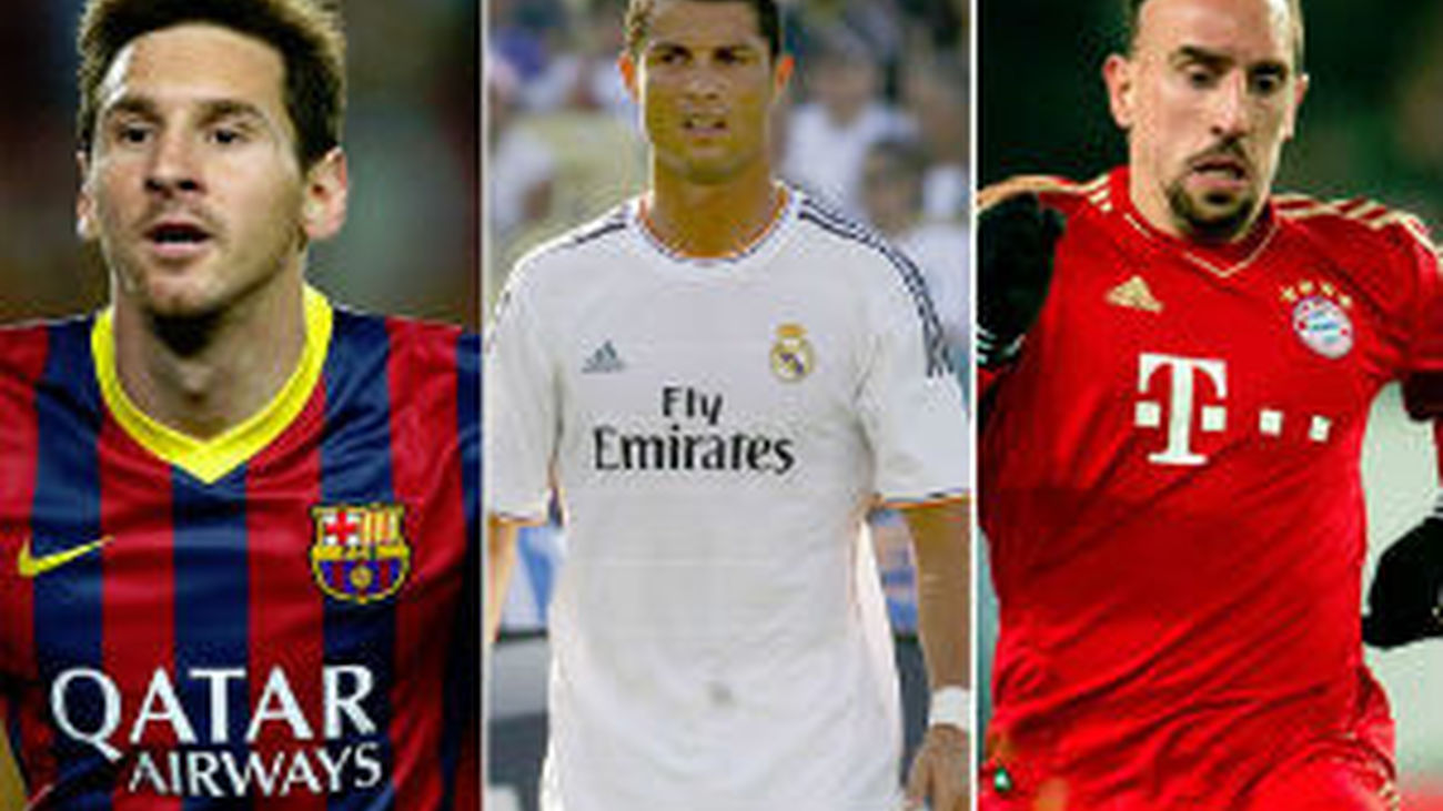 Cristiano, Messi y Ribéry, finalistas oficiales al Balón de Oro 2013