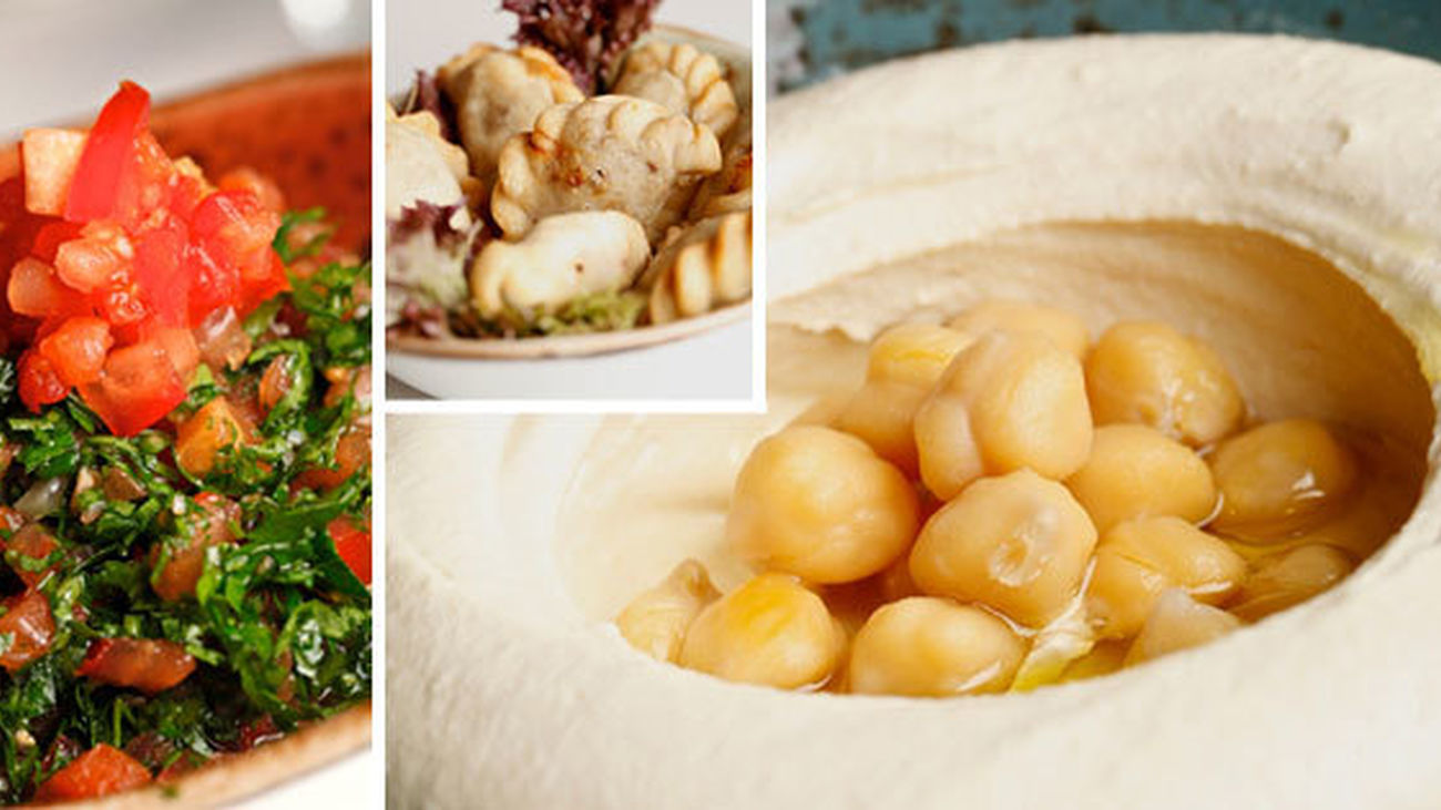 Tabbouleh, sambousek y hommous, platos típicos de la cocina libanesa
