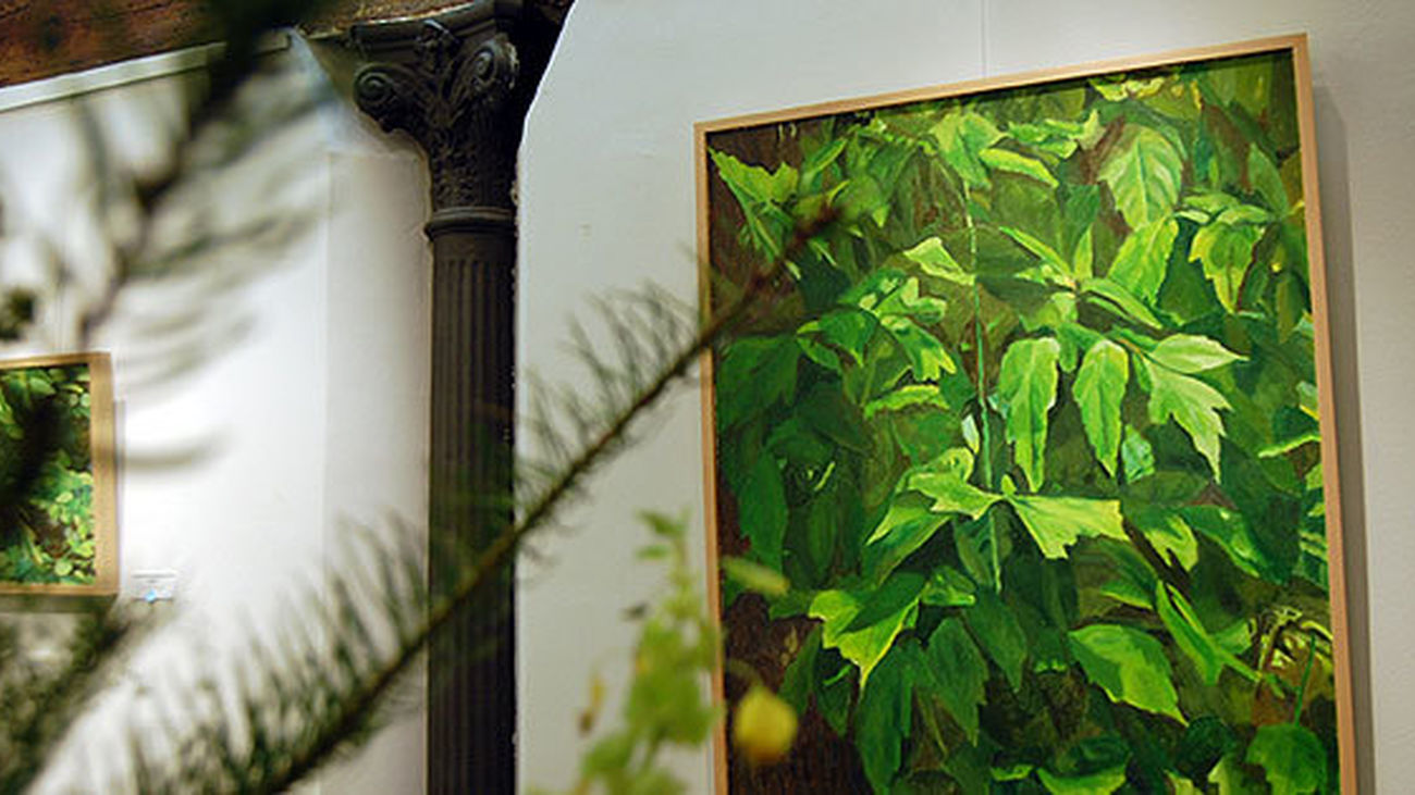 Algunos de los cuadros de la exposición 'Verdes', de Pablo Romero