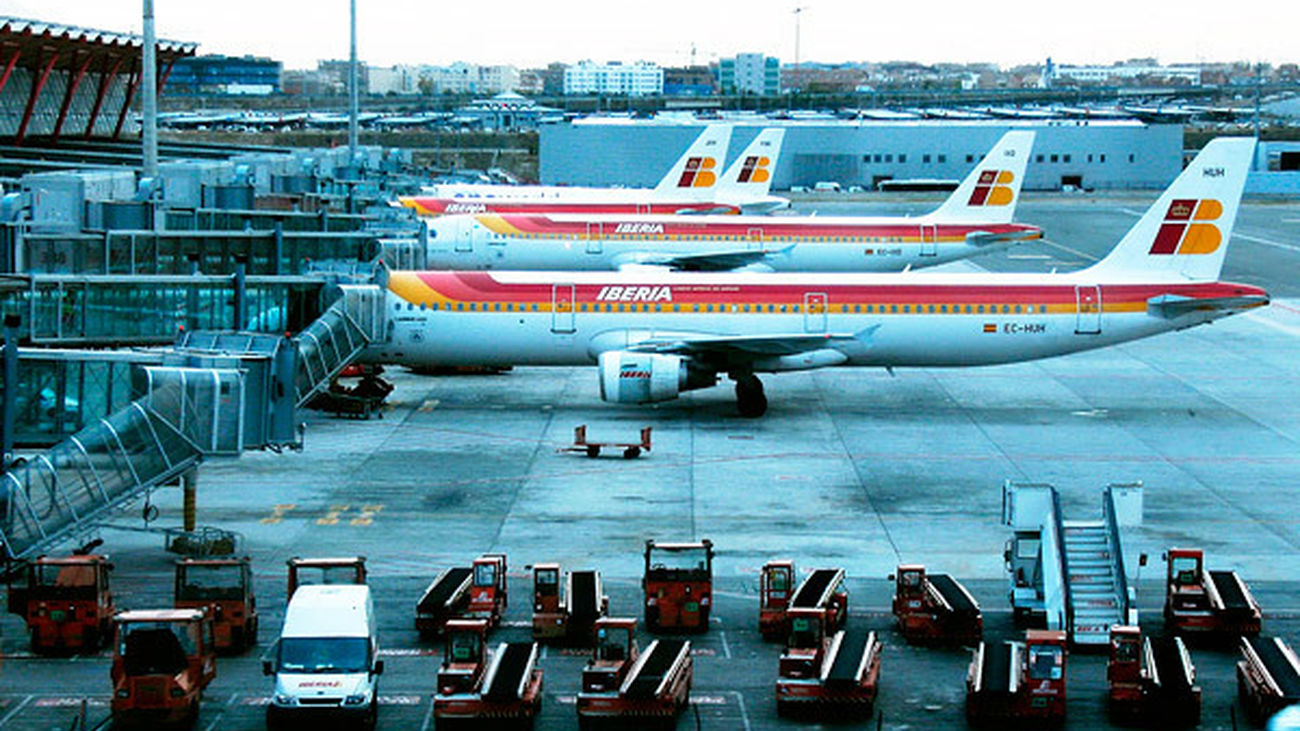 Aviones de Iberia en el aeropuerto de Madrid Barajas