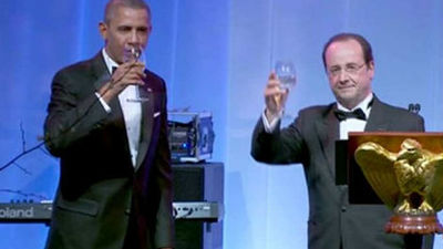 Obama y Hollande se prodigan en elogios mutuos en brindis en cena de gala