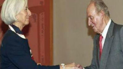 El Rey se reúne en Bilbao con la directora del FMI y el presidente del Eurogrupo