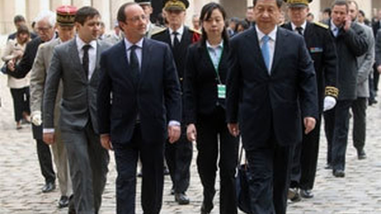 El presidente francés, François Hollande, con su homólogo chino, Xi Jinping