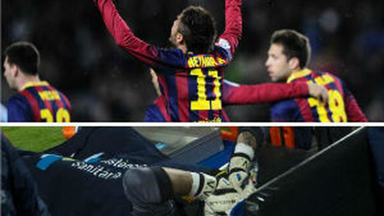 3-0. Barça golea al Celta, pero pierde a Víctor Valdés