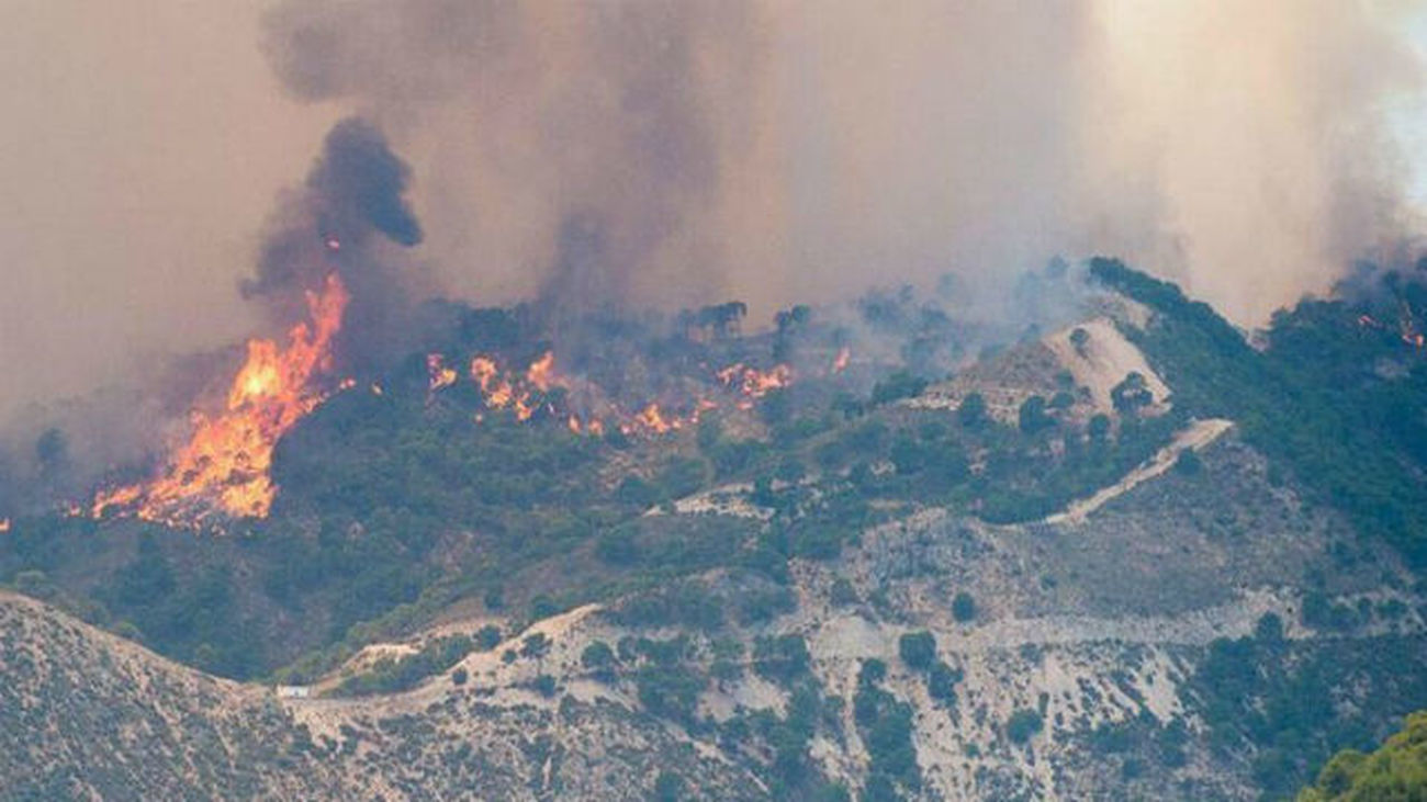 Declarado el nivel 1 del Plan de Emergencias por el incendio de Cómpeta