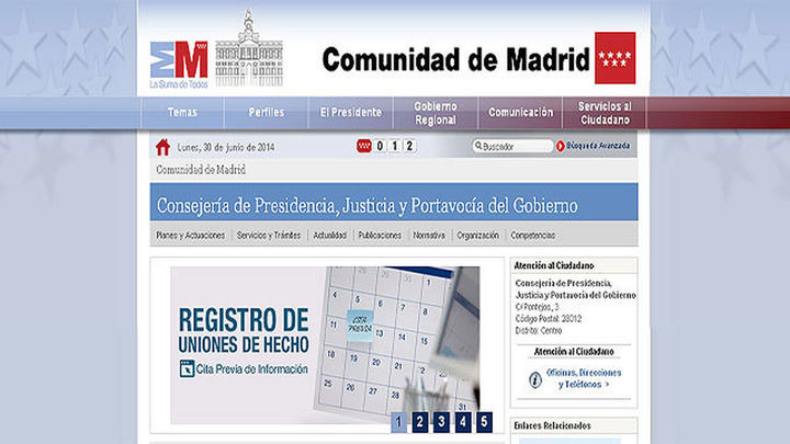 Madrid implanta la cita 'on line' para informarse sobre las uniones de hecho
