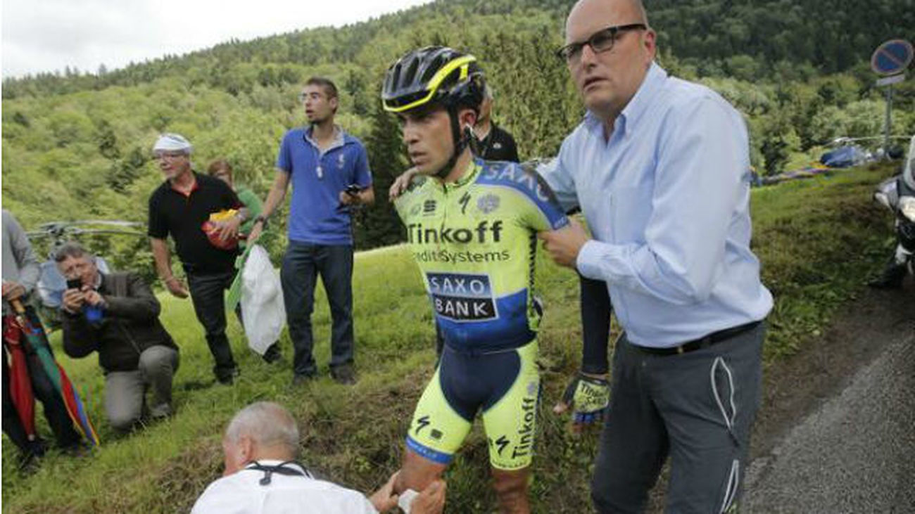 Contador abandona el Tour tras sufrir una caída