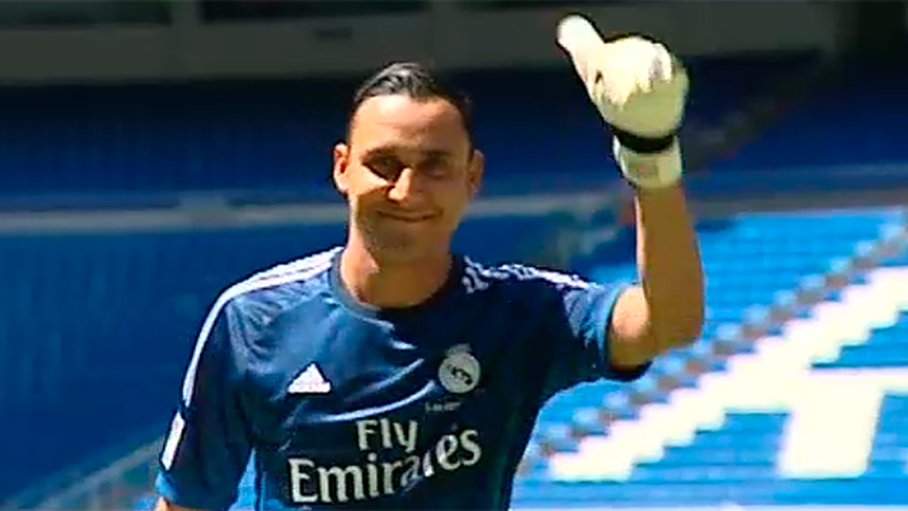 Keylor Navas en su presentación como nuevo jugador del Real Madrid