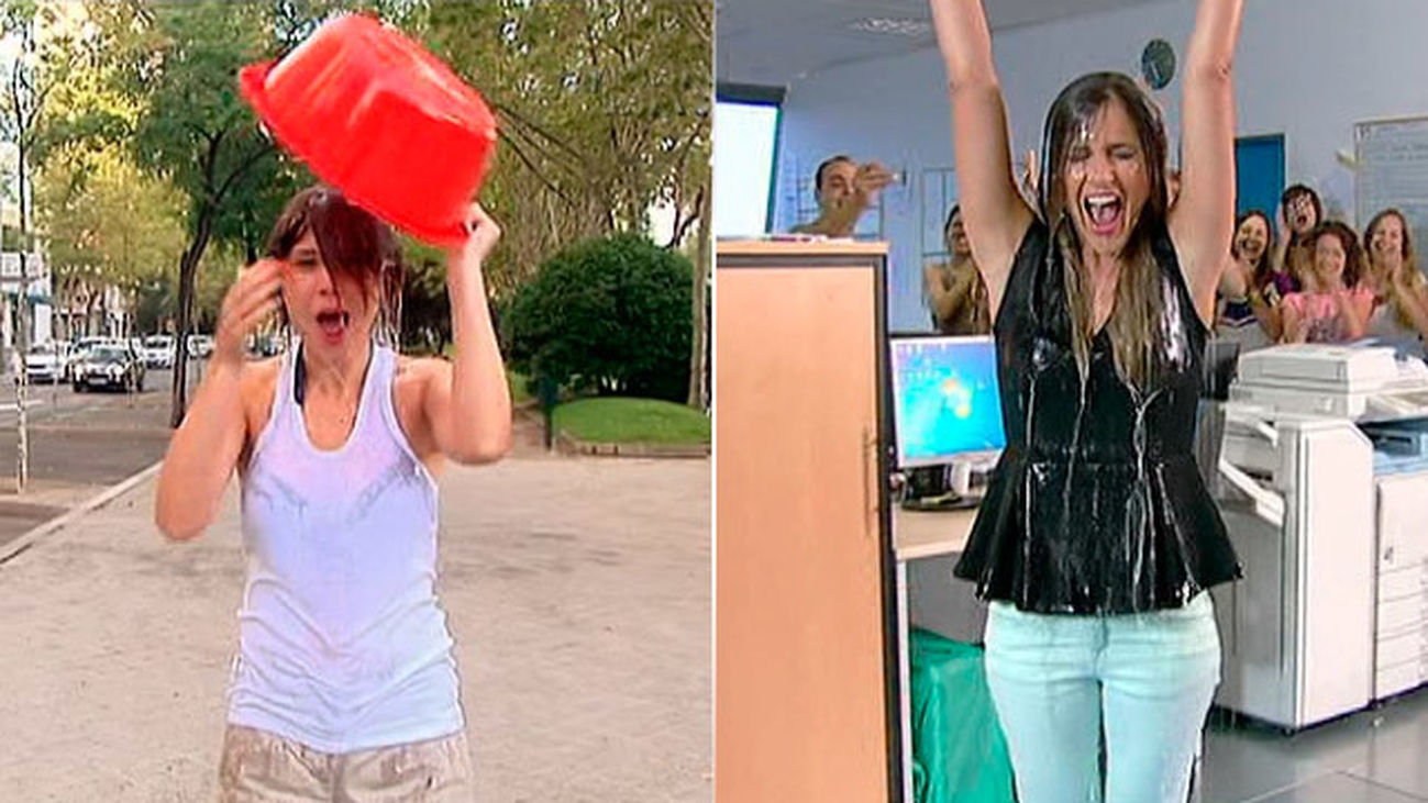 Las presentadoras de Telemadrid se mojan por el ELA