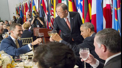 Felipe VI compartió con Ban y Obama la mesa principal del almuerzo de la ONU