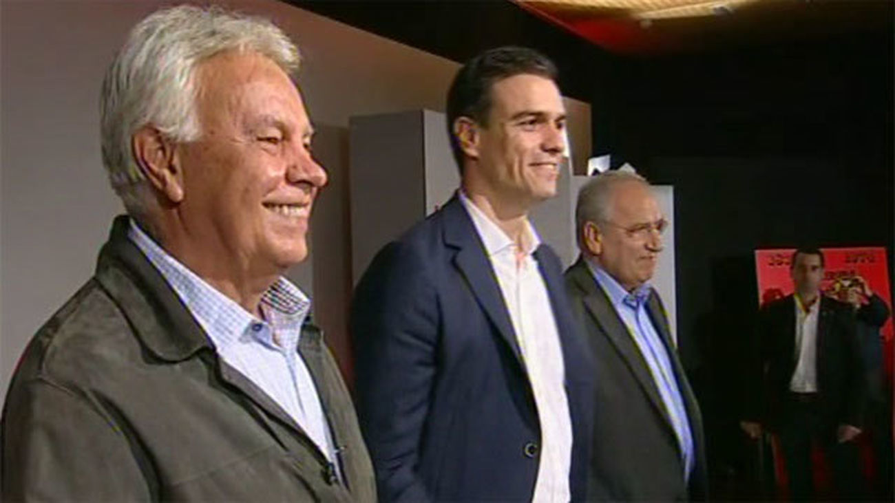 Felipe González, Pedro Sánchez y Alfonso Guerra