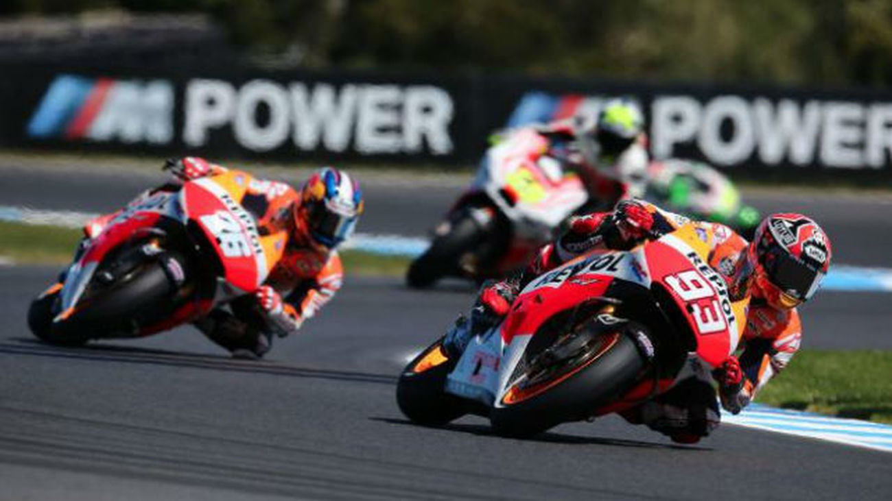 Marc Márquez seguido por Dani Pedrosa