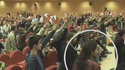 El escrache de Pablo Iglesias a Rosa Díez en la Universidad