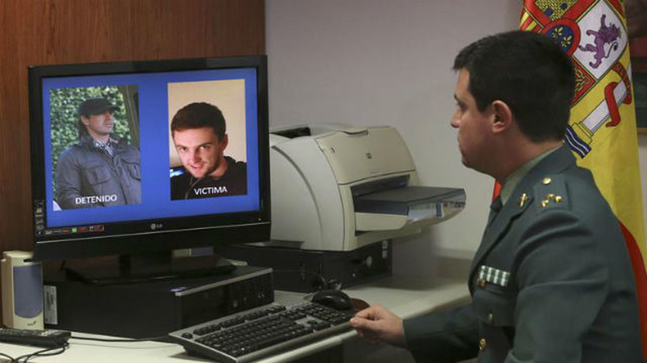 Víctima y detenido, en pantalla de la Guardia Civil