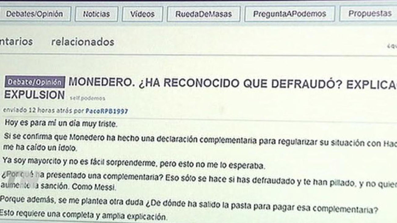 Criticas a Monedero en el foro oficial de Podemos