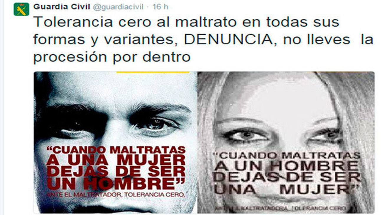 La Guardia Civil retira un polémico tuit sobre la violencia de género